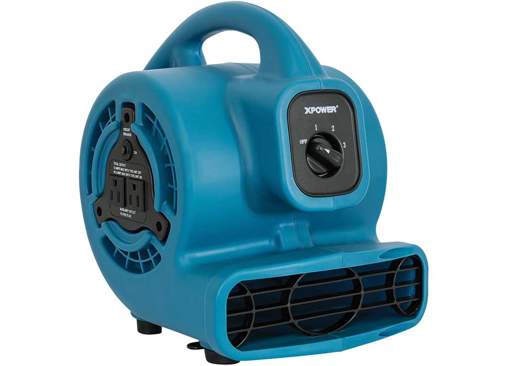 Xpower 1 HP 3600 Cfm 3 Speed Air Mover, Carpet Dryer, Floor Fan, Blower, Blu - Specialty Fans & Air Movers