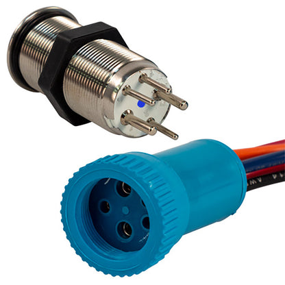 Bluewater 19mm Push Button Switch  OffOnOn Contact  BlueGreenRed LED  1 Lead 905731131