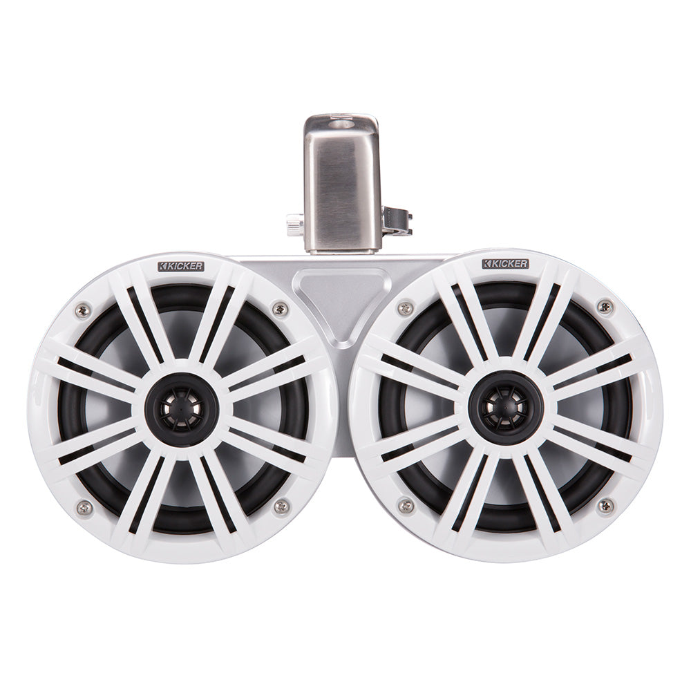 KICKER KMTC65 65 LED Coaxial Dual Tower System  White wWhite Grille 45KMTDC65W
