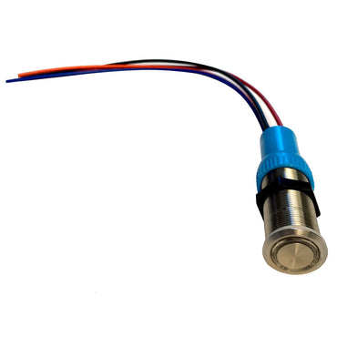 Bluewater 22mm Push Button Switch  OffOn Contact  BlueRed LED  4 Lead 905911134