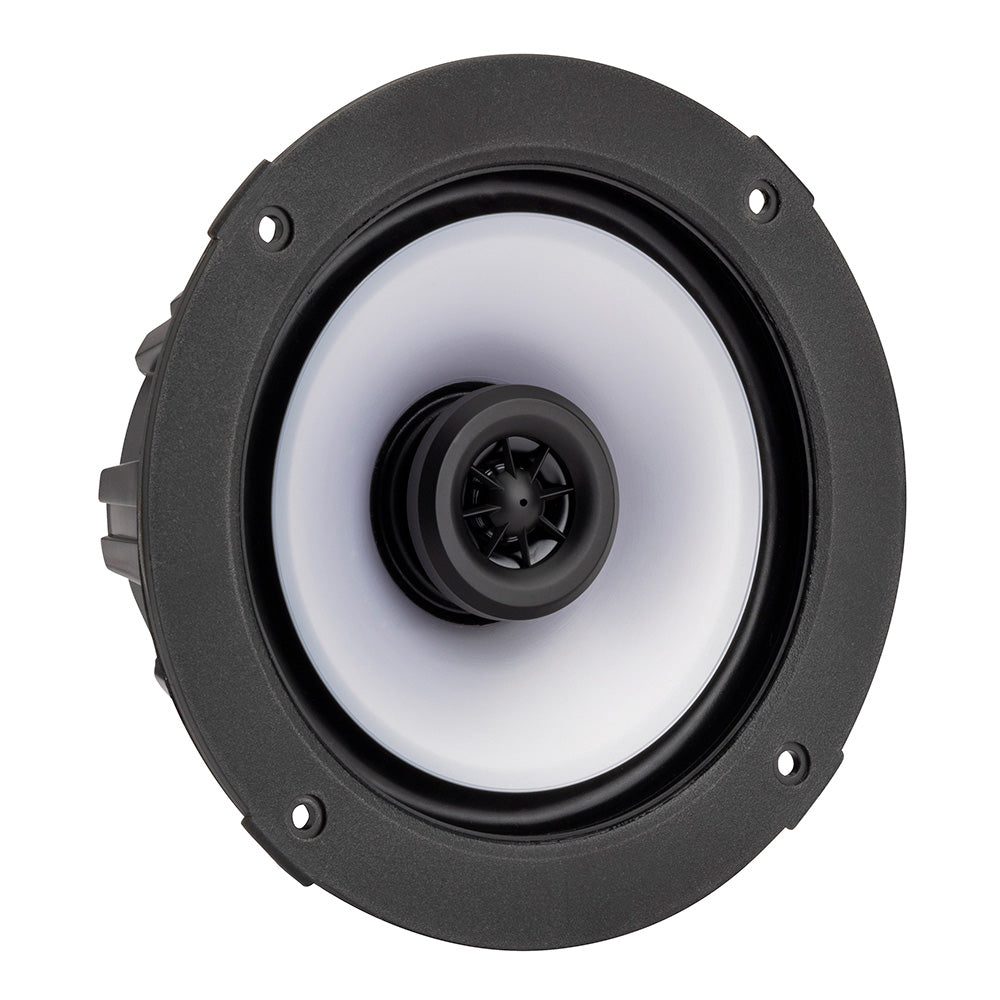 KICKER KM614FL 65 Low Profile Coaxial Marine Speakers wRGB Lighting  4Ohm White 51KM614FL