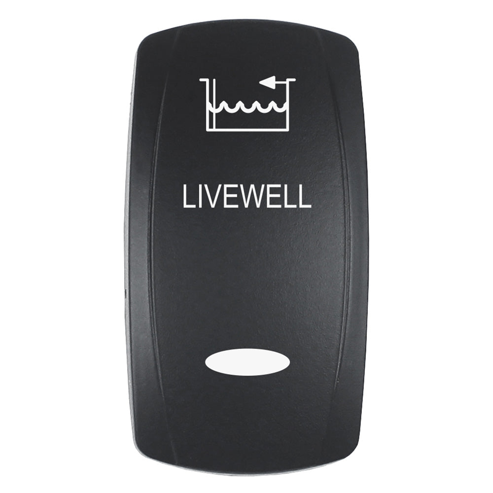 Pacer Actuator  LIVEWELL fV Series Contura Switches  Black  Laser Etched TopBottom Light EV2LELVWL