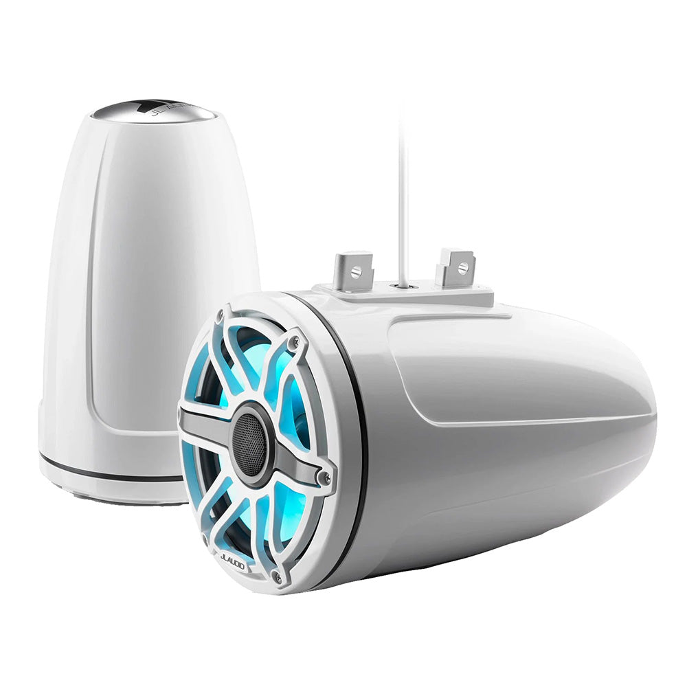 JL Audio M6 Series 77 Enclosed Tower Coaxial System wGloss White Classic Grille  Transflective LED Lighting 