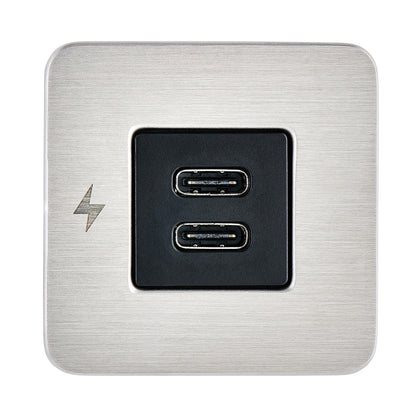 Scanstrut TILE USBC Interior Charging Socket  1224V  Stainless Steel Bezel SCTILE21