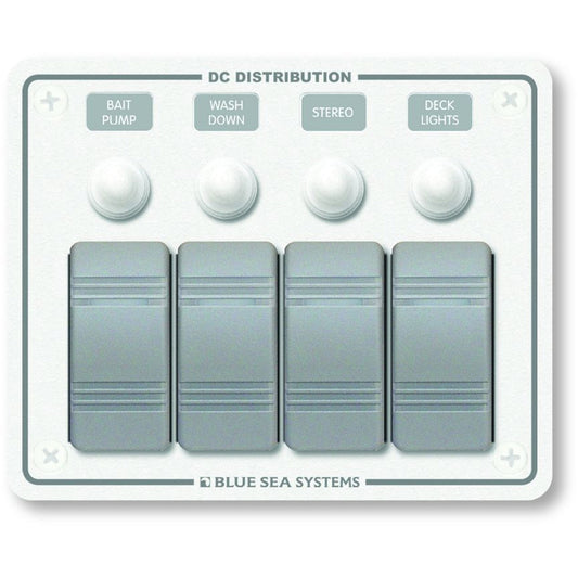 Blue Sea 8272 Water Resistant Panel  4 Position  White  Horizontal Mount 8272