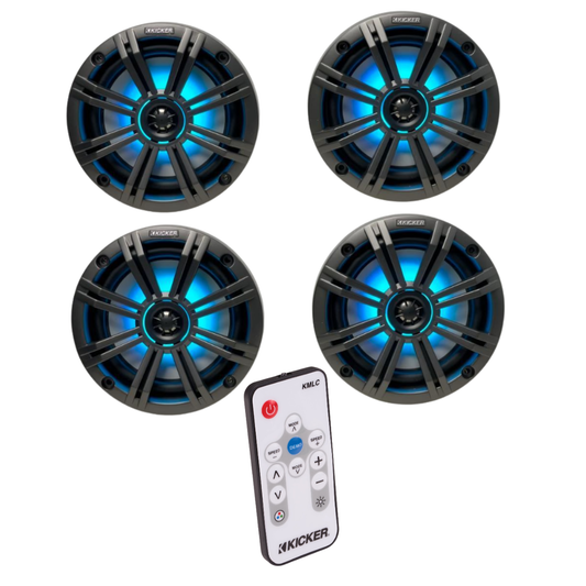 Kicker Marine Audio System – 4× 6.5″ RGB LED Speakers & LED Controller