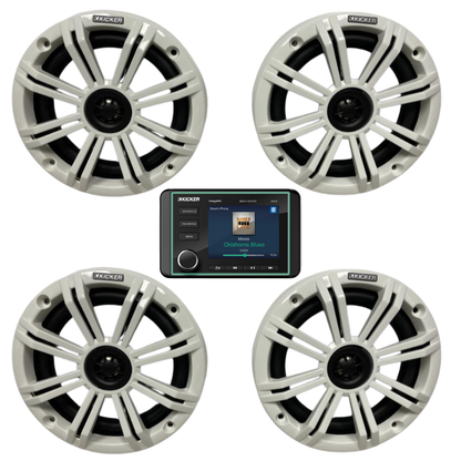 Kicker Marine Audio System – (4) 6.5″ Coaxial Speakers & KMC5 Stereo