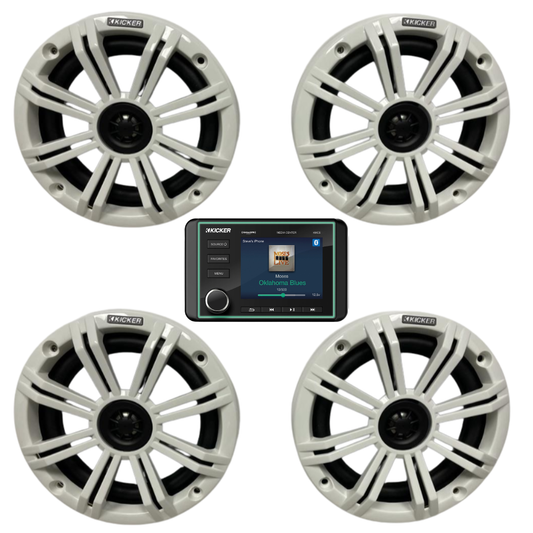 Kicker Marine Audio System – (4) 6.5″ Coaxial Speakers & KMC5 Stereo