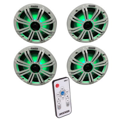 Kicker Marine Audio System – 4× 8″ RGB Speakers & LED Controller
