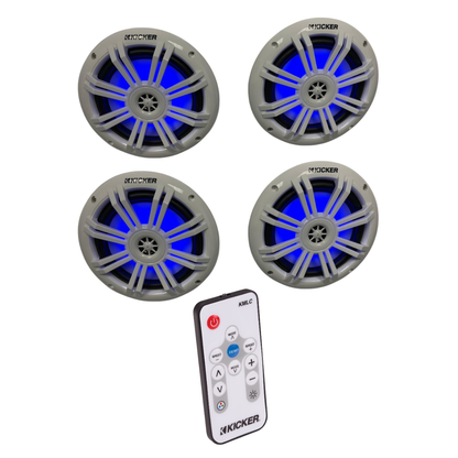Kicker Marine Audio System – 4× 6.5″ RGB Speakers & LED Controller