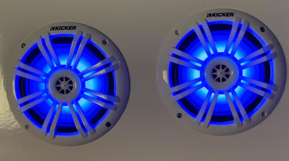 Kicker Marine Audio System – 4× 6.5″ RGB Speakers, 4-Channel Amp,