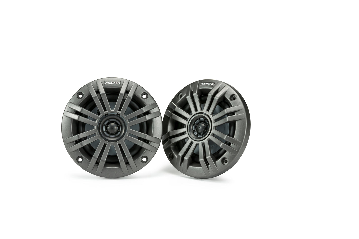 Kicker 45KM44 KM4 4" Marine Coaxial Speakers 4-Ohm 150W Peak Includes Both Charcoal & White Grilles