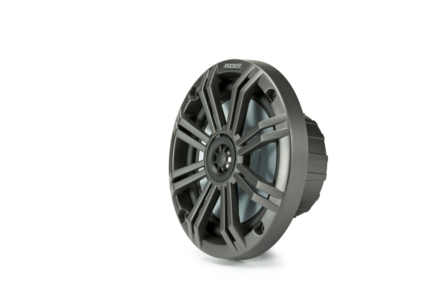 Kicker 45KM654 KM 6.5" Marine Coaxial Speakers 4-Ohm 195W Peak Charcoal White Grilles
