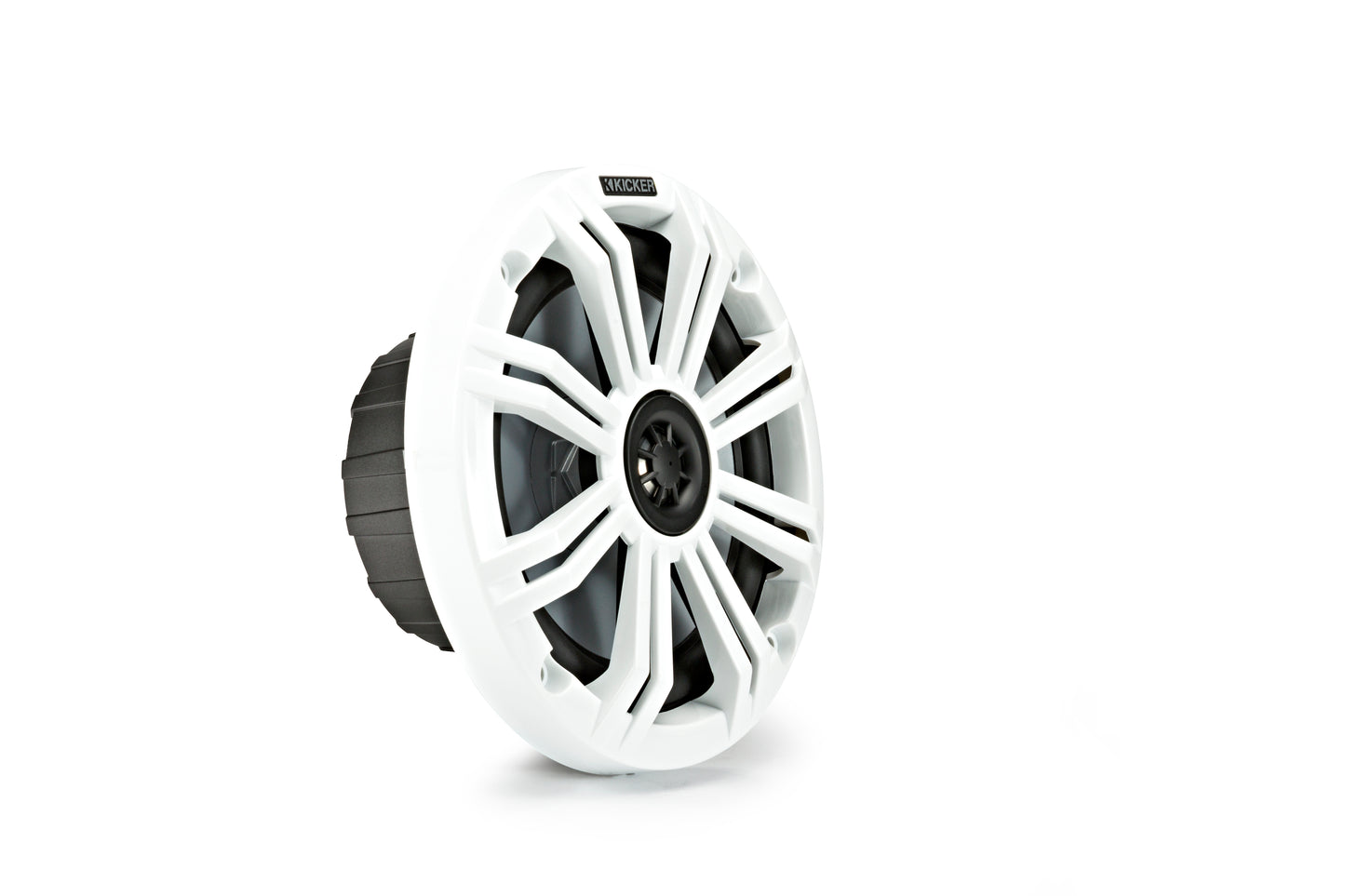 Kicker 45KM654 KM 6.5" Marine Coaxial Speakers 4-Ohm 195W Peak Charcoal White Grilles