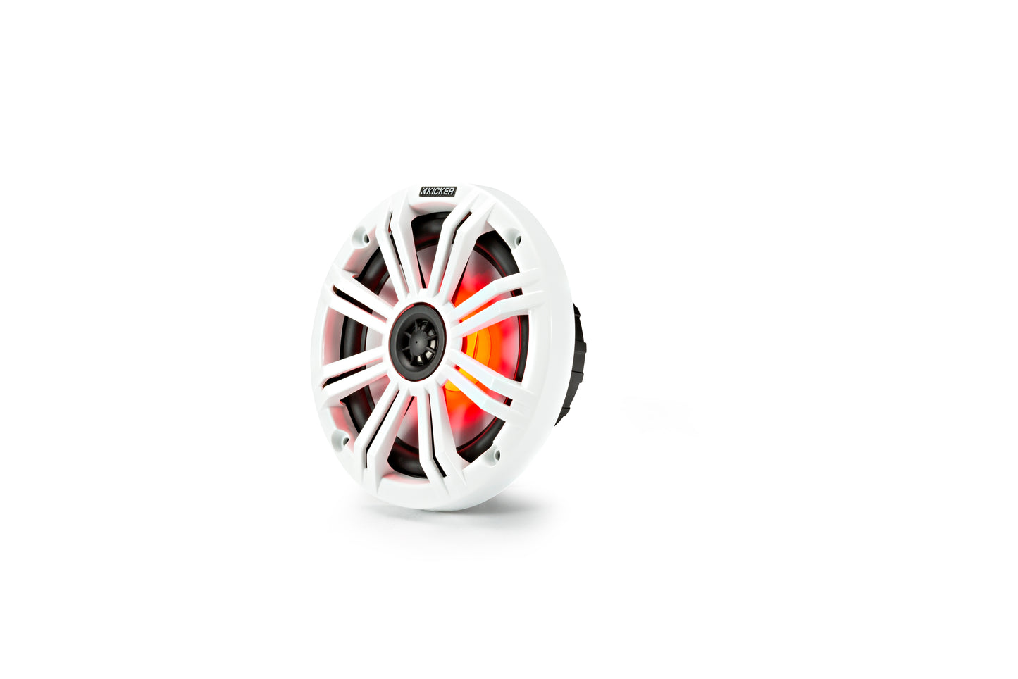 Kicker 45KM654L KM 6.5" Marine Coaxial Speakers With Multi Color LEDs 4-Ohm 195W LED With Charcoal White Grilles