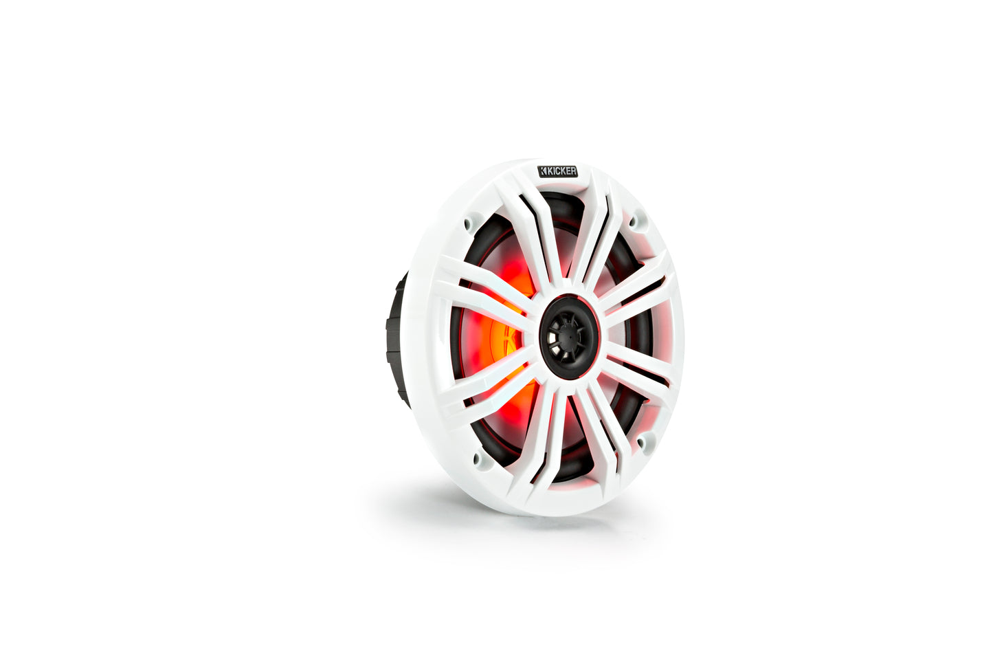 Kicker 45KM654L KM 6.5" Marine Coaxial Speakers With Multi Color LEDs 4-Ohm 195W LED With Charcoal White Grilles