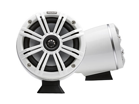Kicker KMFC65W 6.5" Marine Coaxial Tower Speakers Pair w/ LED – White