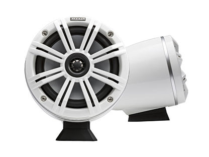 Kicker KMFC65W 6.5" Marine Coaxial Tower Speakers Pair w/ LED – White