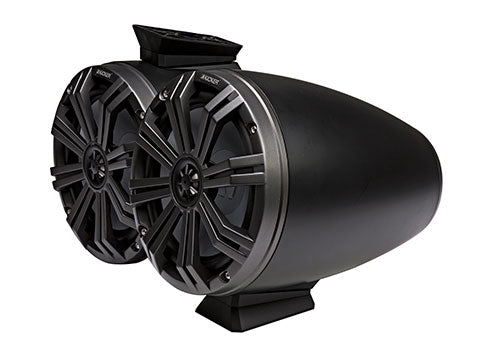 Kicker 46KMFC8 8" Marine Coaxial Tower Speakers Pair w/ LED – Charcoal