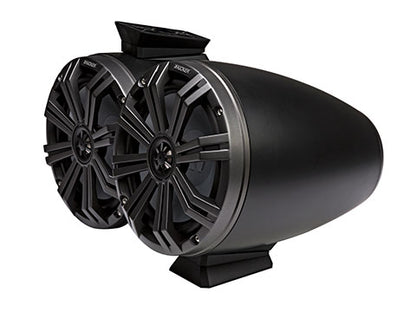 Kicker 46KMFC8 8" Marine Coaxial Tower Speakers Pair w/ LED – Charcoal