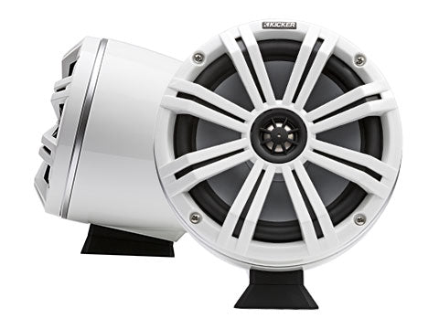 Kicker 46KMFC8W 8" Marine Coaxial Tower Speakers Pair w/ LED – White
