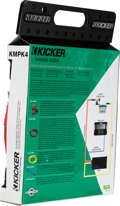 Kicker Marine Audio Bundle – 4× 8″ RGB Speakers, 6-Channel Amp, 12″