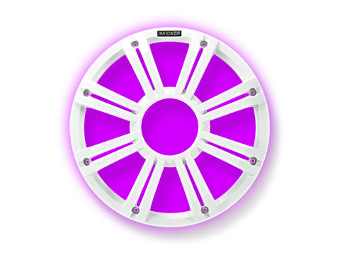 KICKER KMG12 12" Grille f/KM12 KMF12 Subwoofers - White, LED Lighting [45KMG12W]