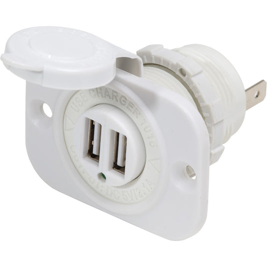 Blue Sea 12V DC Dual USB Charger Socket  White 1016200