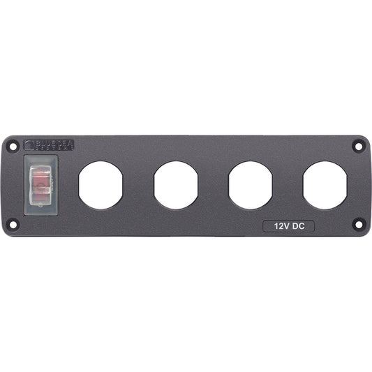 Blue Sea Water Resistant USB Accessory Panel  15A Circuit Breaker 4x Blank Apertures 4369