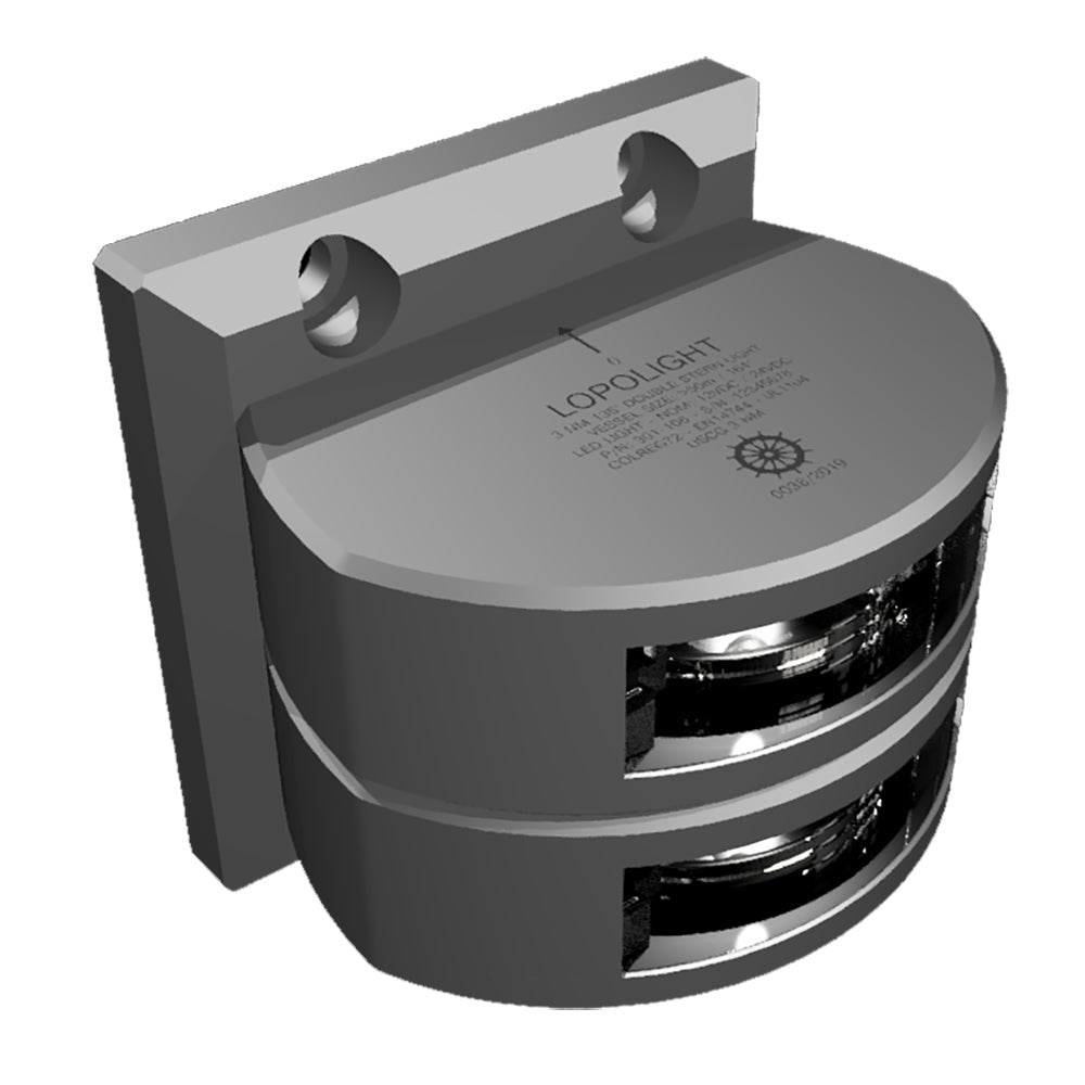 Lopolight Series 301106  Double Stacked Stern Light  3NM  Vertical Mount White  Silver Housing 301106ST