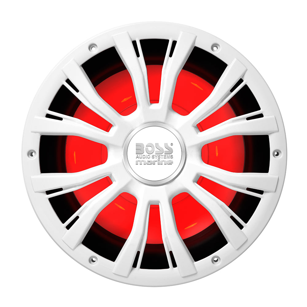 Boss Audio 10 MRG10W Subwoofer wRGB Lighting  White  800W MRGB10W