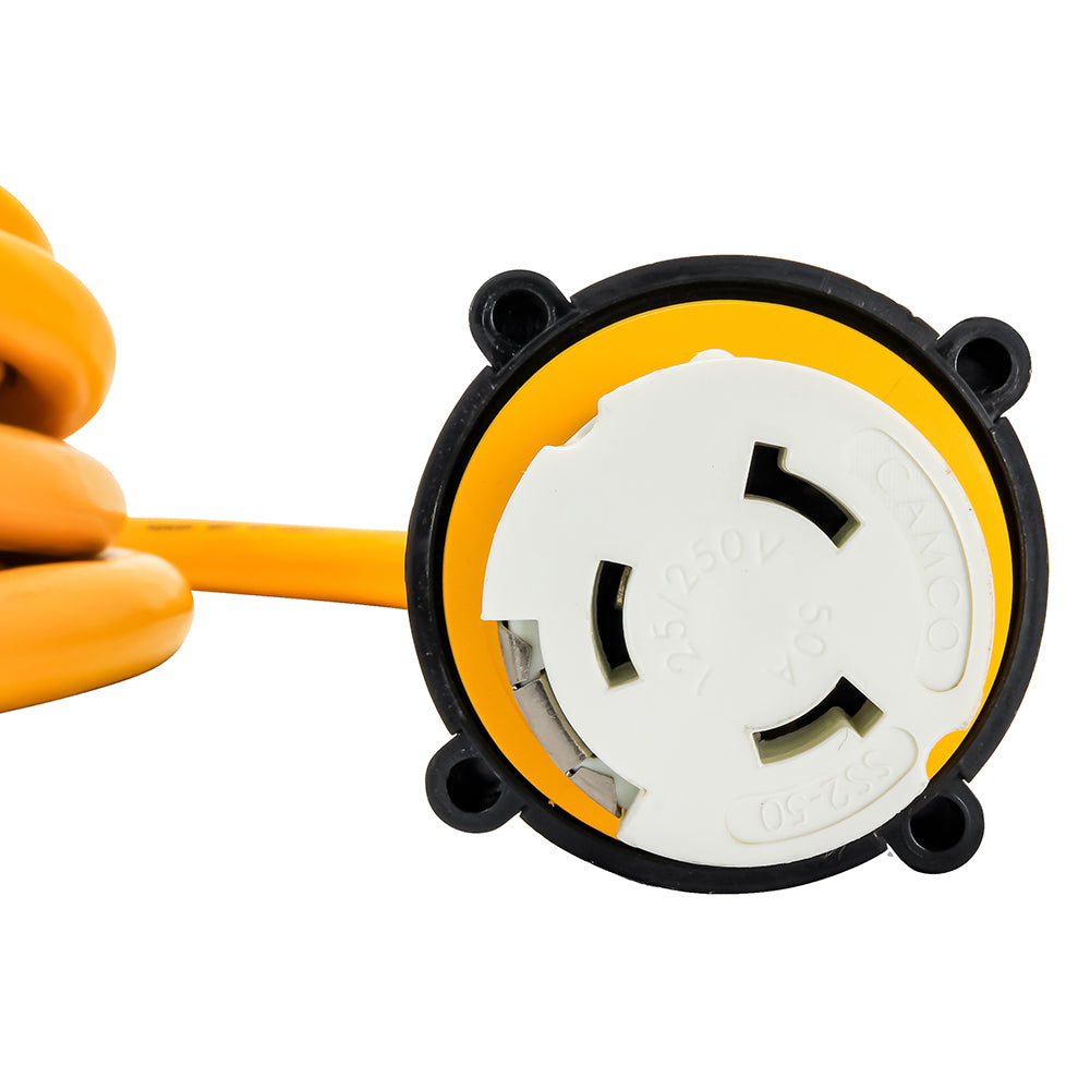 Camco 50 Amp Power Grip Marine Extension Cord  25 MLockingFLocking Adapter 55621