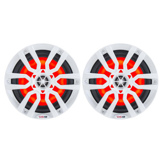 DS18 HYDRO 8 2Way Marine Speakers wRGB LED Lights 375W  White NXL8