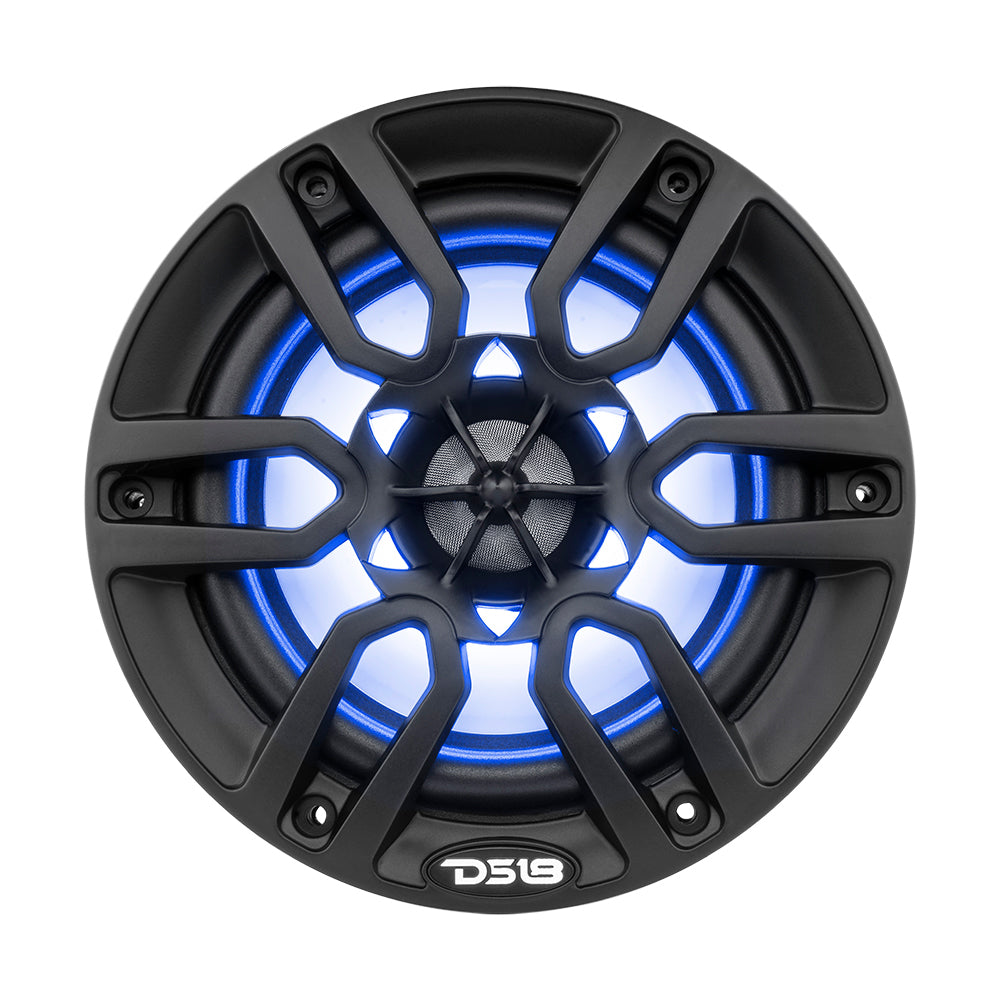 DS18 HYDRO 65 2Way Marine Speakers wRBG LED Lights 300W  Matte Black NXL6BK