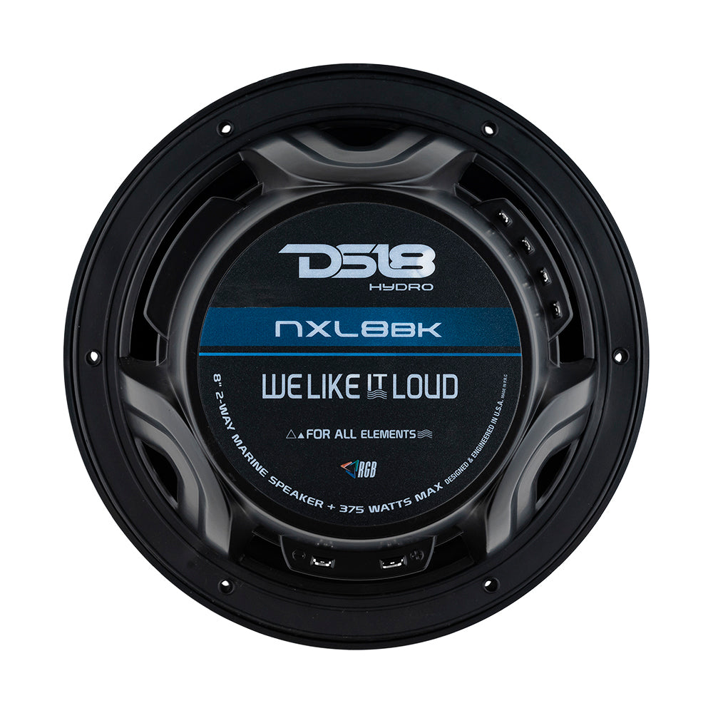 DS18 HYDRO 8 2Way Marine Speakers wRGB LED Lights 375W  Matte Black NXL8BK