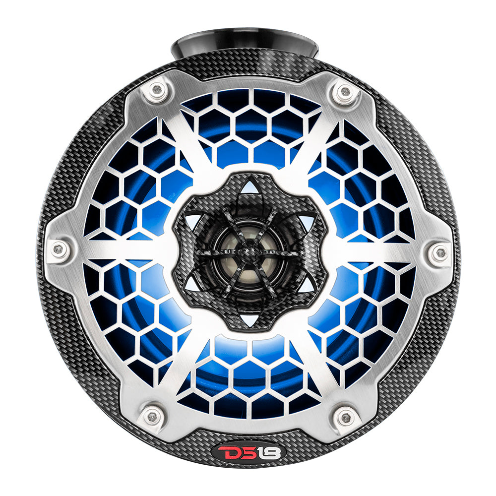 DS18 HYDRO 65 Compact Wakeboard Pod Tower Speaker wRGB LED Lights  375W  Black Carbon Fiber CFPS6