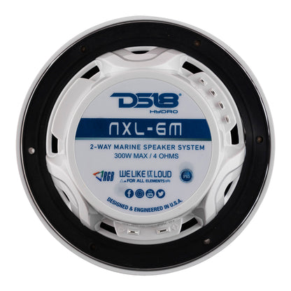 DS18 New Edition HYDRO 65 2Way Marine Speakers wRGB LED Lighting 300W  White NXL6MWH