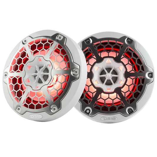 DS18 New Edition HYDRO 65 2Way Marine Speakers wRGB LED Lighting 300W  White NXL6MWH