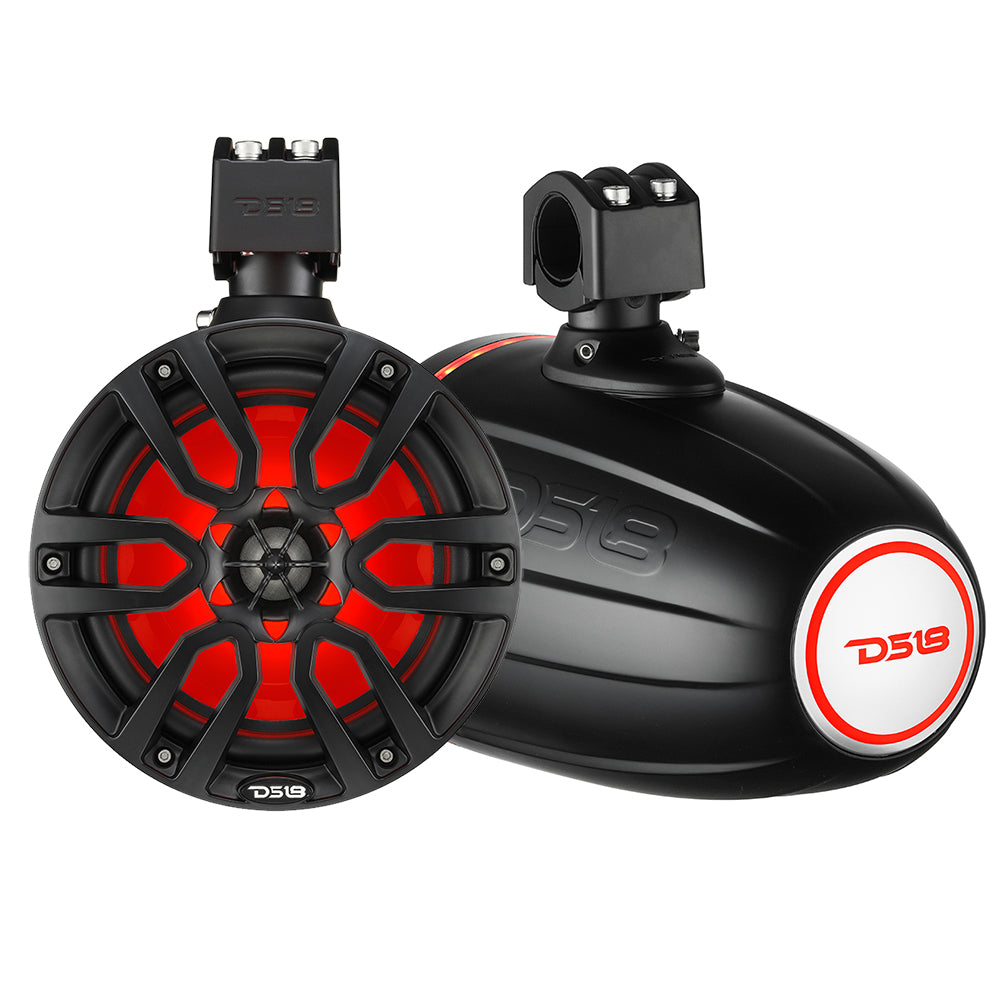 DS18 X Series HYDRO 65 Wakeboard Pod Tower Speaker wRGB LED Lights  300W  Matte Black NXLX6TPBK
