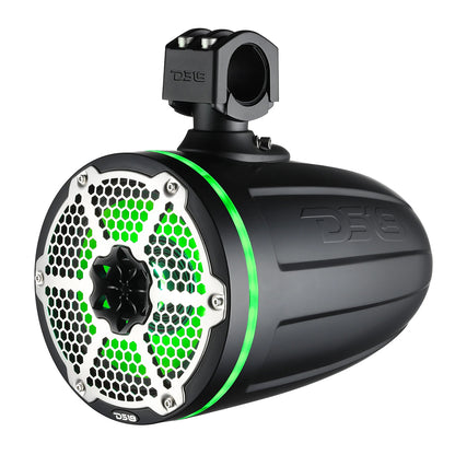 DS18 8 Neodymium Marine Towers wBuiltin Passive Radiator 1 Driver  RGB LED Light  Black NXLX8TPNEOBK