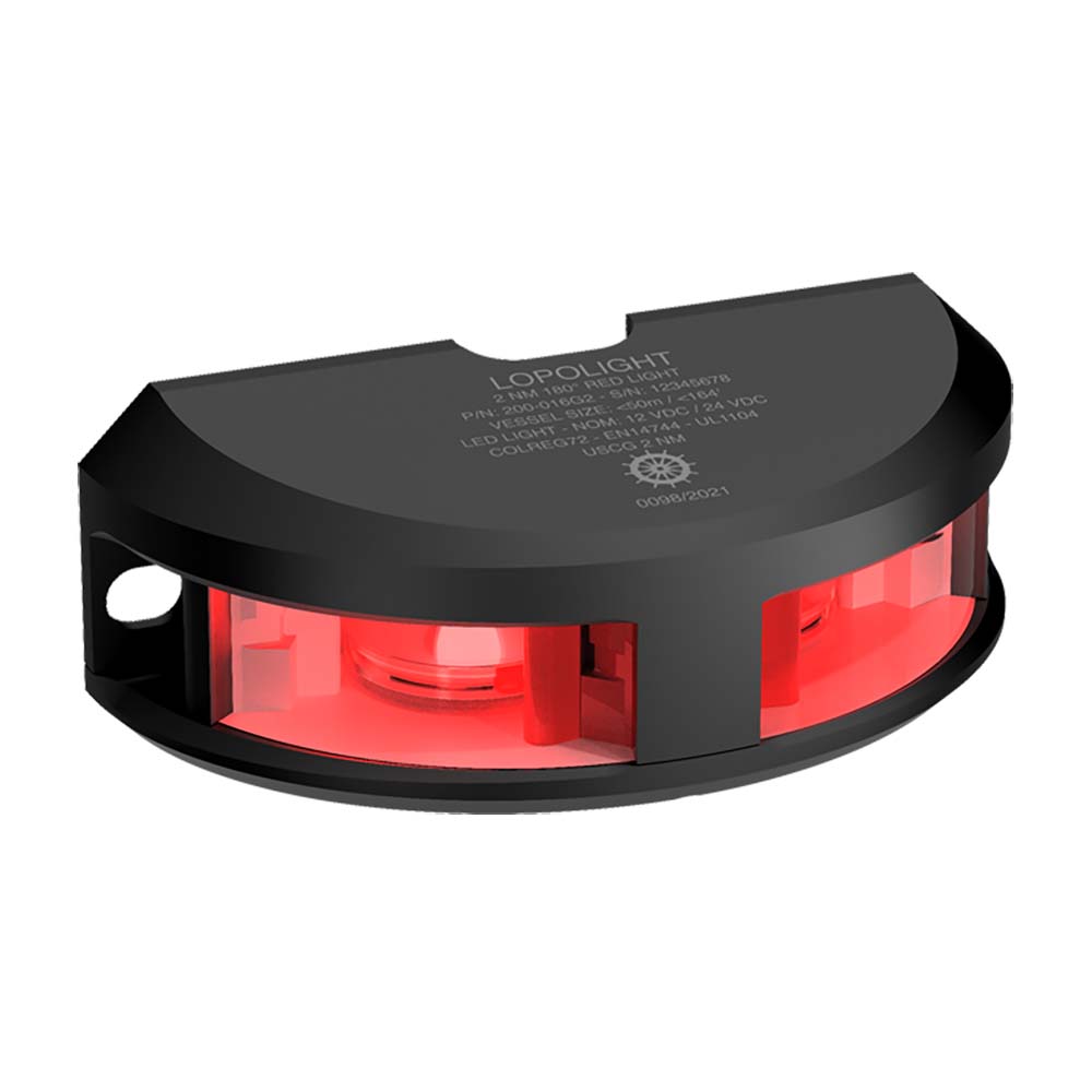 Lopolight Series 200016  Navigation Light  2NM  Vertical Mount  Red  Black Housing 200016G2B