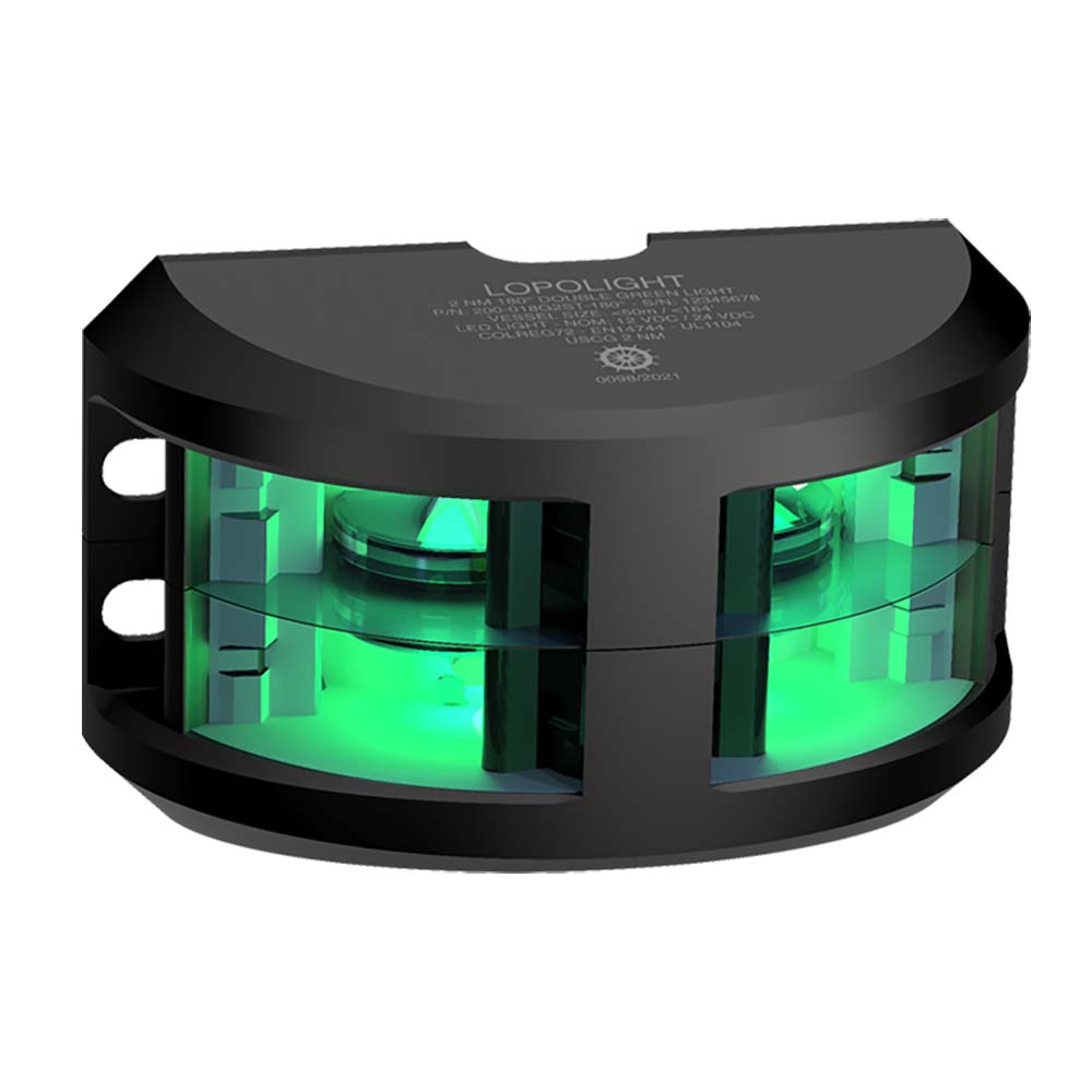 Lopolight Series 200018  Double Stacked Navigation Light  2NM  Vertical Mount  Green  Black Housing 200018G2STB