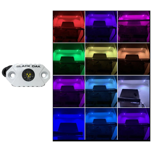 Black Oak Rock Accent Light  RGB  White Housing MALRGB