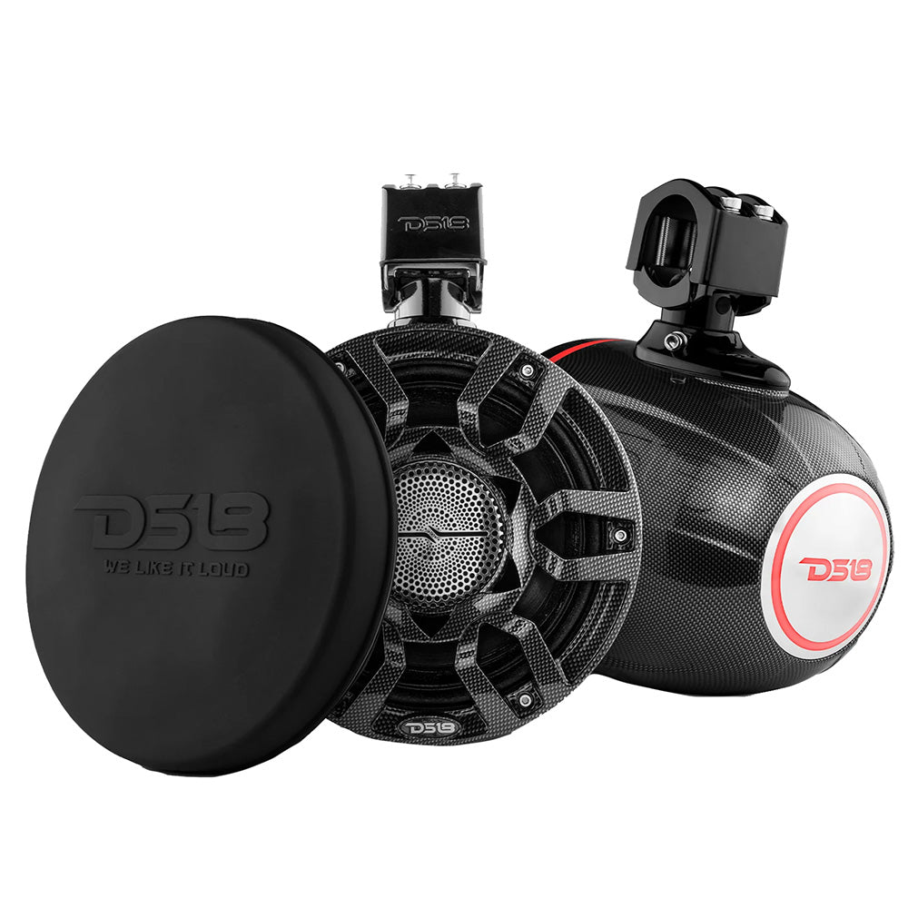 DS18 HYDRO 8 Marine Tower Speakers wRGB LED Lights  Pro Audio Loudspeakers  Carbon Fiber CFX8PRO