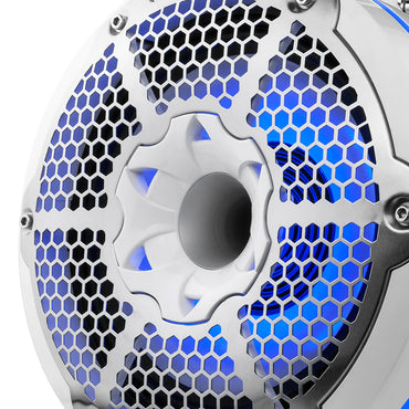 DS18 HYDRO 10 Neodymium Marine Towers wBuiltIn Passive Radiator 1 Driver  RGB LED Lights  900W  White NXLX10TPNEOWH