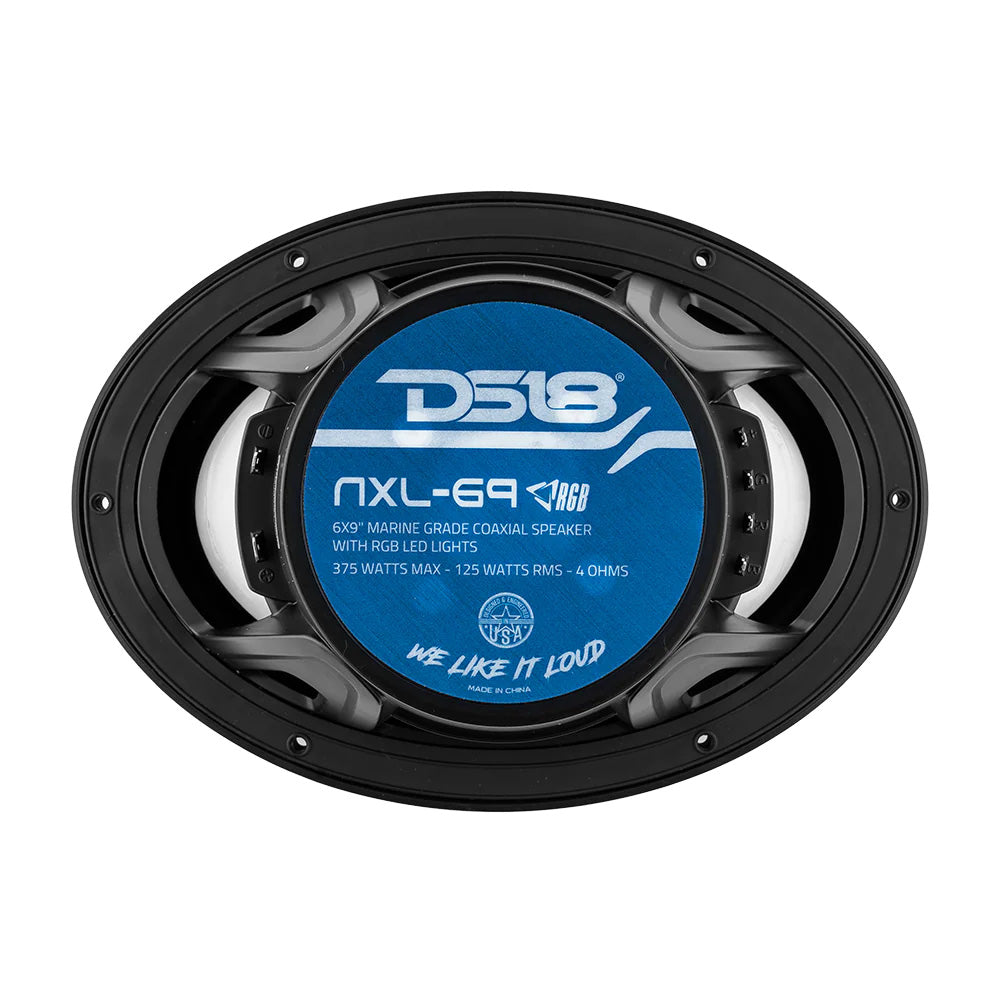 DS18 HYDRO 6 x 9 2Way Marine Speakers wIntegrated RGB LED Lights  375W  Black NXL69BK