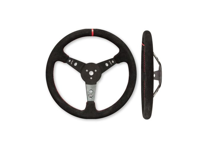 AFCO Performance Group Suede Dished Steering Wheel - 15" Black - Steering Wheels