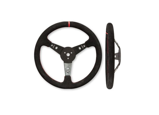 AFCO Performance Group Suede Dished Steering Wheel - 15" Black - Steering Wheels