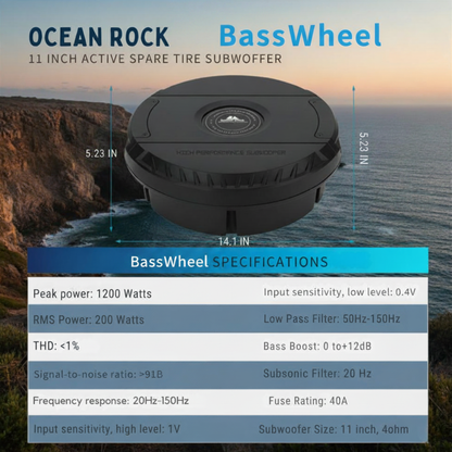 Ocean Rock BassWheel 1200W Peak/200W RMS 11" Active Spare Tire