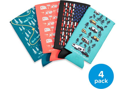 Camco Life IS Better AT The Campsite Skinny Can Holders, 4PACK - Can Coolers & Coozies